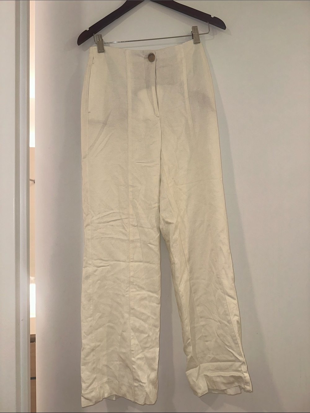 Ann Taylor Cream Straight-Leg Pants